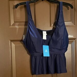 Cupshe Deep Blue Peplum Swim Top